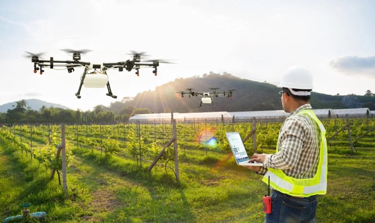 Agricultural drone illustrating flight permission and UAV registration