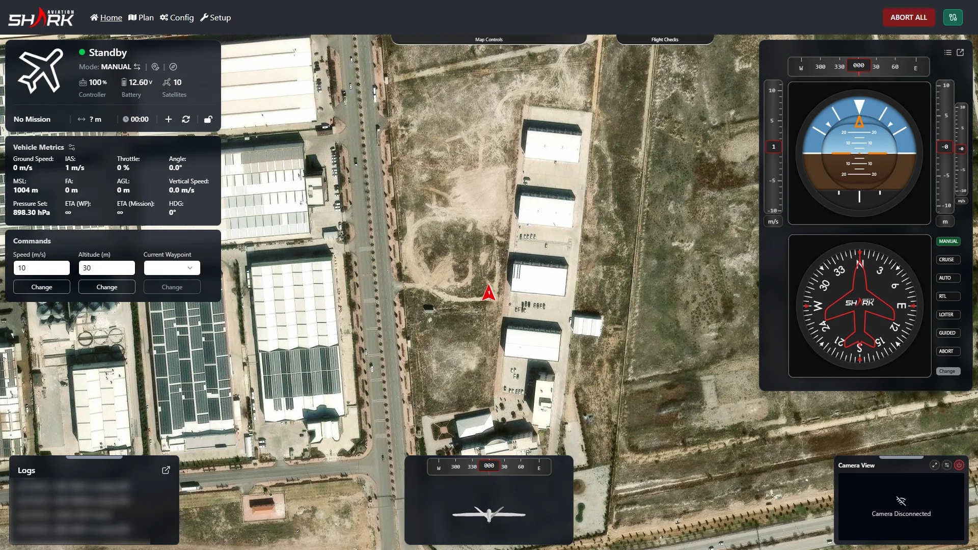 Shark GCS dark theme field operations interface