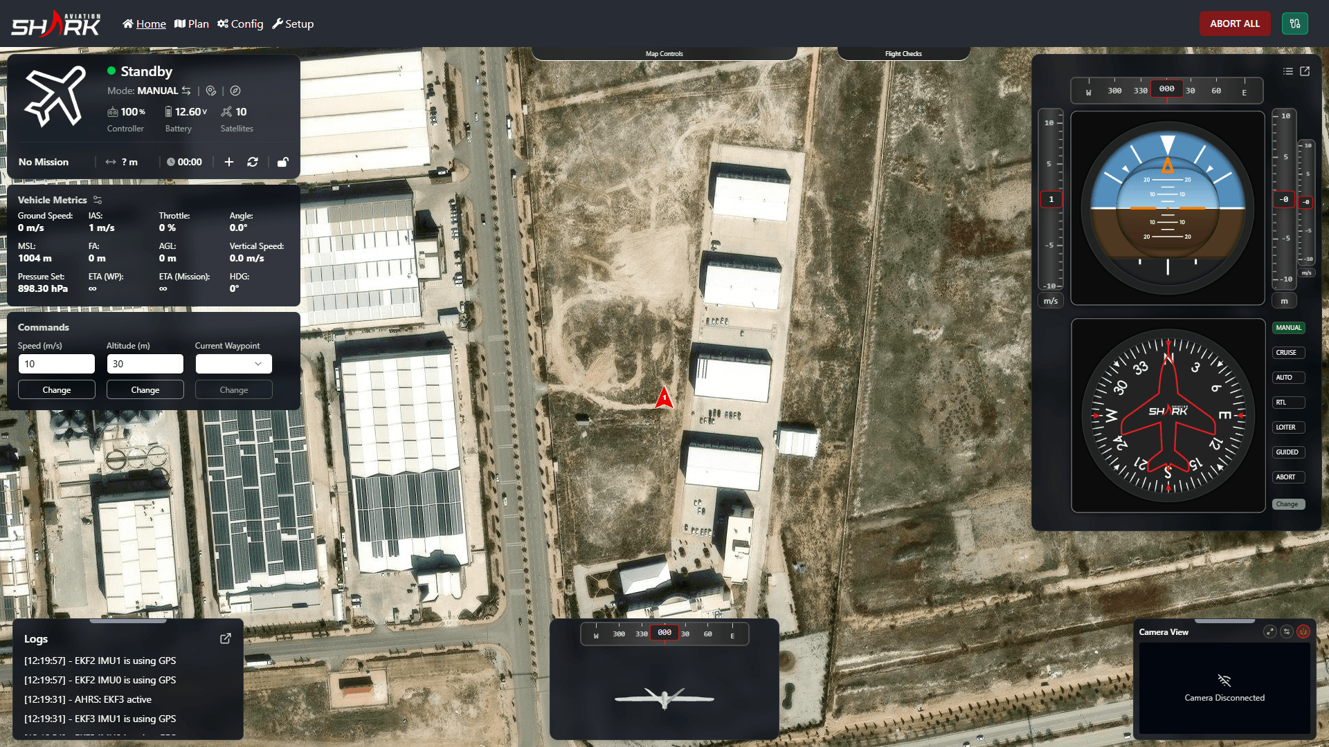 Shark GCS dark theme field operations interface