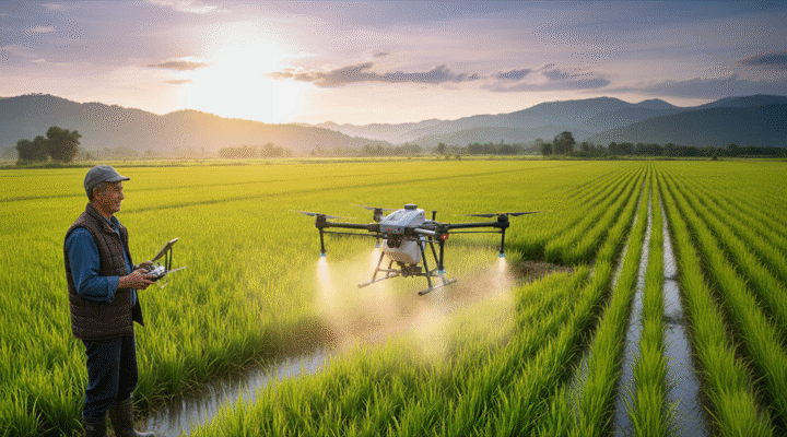 zirai drone ile çeltik ilaçlama (